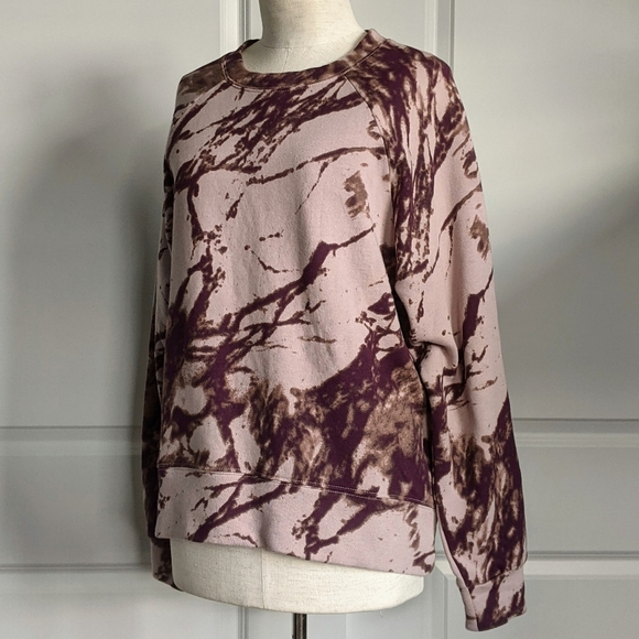 Zella Sweatshirt Pullover Crew Neck Splattered Ink Print Cotton Pink Ink S NWT - Picture 10 of 13